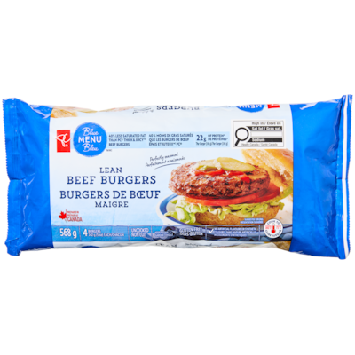 PC Menu Bleu Burgers de bœuf maigre 568 g, 2,64 $/100g