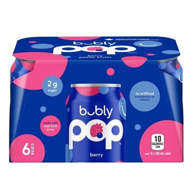 Bubly Sparkling Water Bubly Pop Berry Soda  6x355.0 ml, $0.42/100ml
