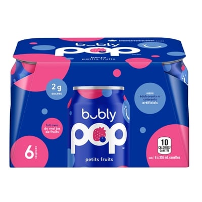 Eau pétillante Bubly Boissons gazeuses petits fruits Bubly Pop 6x355.0 ml, 0,42 $/100ml