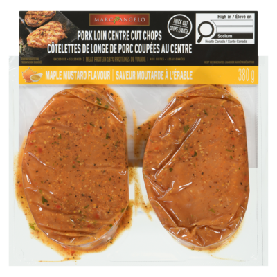 Marcangelo Pork Loin Centre-Cut Chops, Maple Mustard, 2 Pack 380 g, $2.63/100g