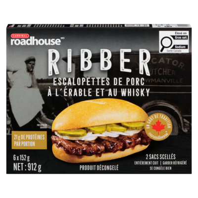 Cardinal Côtelettes de porc, ribber au sirop d'érable et au whisky, paquet de 6 912 g, 1,86 $/100g
