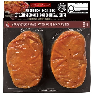 Marcangelo Pork Loin Centre Cut Chops, Applewood BBQ Flavour, 2 Pack 380 g, $2.63/100g