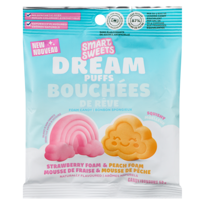 Smart Sweets Candy Dream Puffs Strawberry Foam & Peach Foam 50 g, $8.98/100g