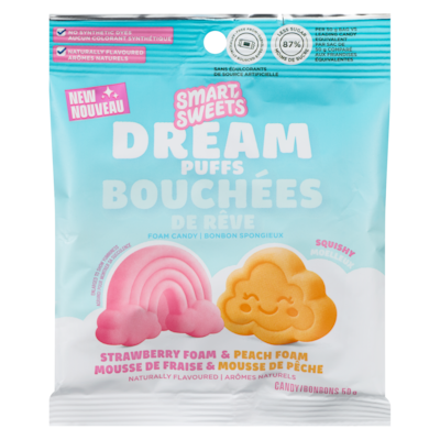 Smart Sweets Bonbons bouchées de rêve mousse de fraise & mousse de pêche 50 g, 9,98 $/100g
