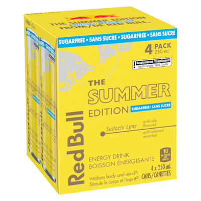 Red Bull Energy Drink, Sudachi Lime, Sugarfree, (4 Pack) 4x250.0 ml, $1.05/100ml