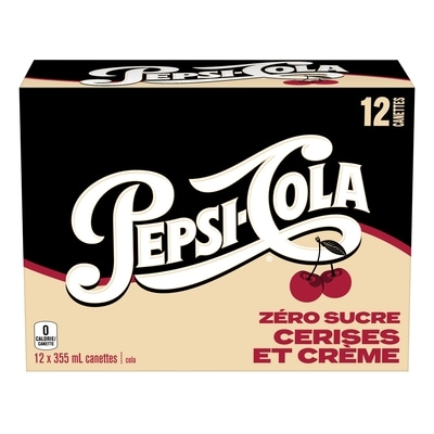 Pepsi Cerises et crème zéro sucre 12x355.0 ml, 0,21 $/100ml