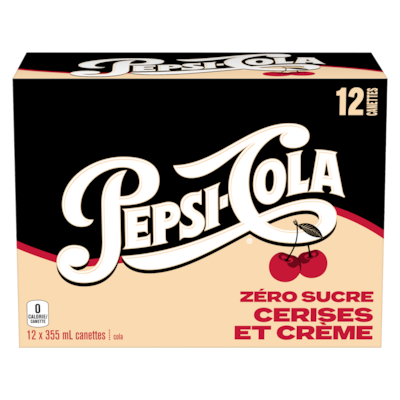 Pepsi Cerises et crème zéro sucre 12x355.0 ml, 0,42 $/100ml