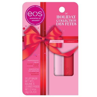 EOS Holiday Collection, Candy Cane Swirl & Peppermint Twist Lip Balm Stick 2x8.0 g, $9.52/100g