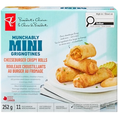 President's Choice Munchably Mini Grignotines Cheeseburger Crispy Rolls 252 g, $2.78/100g