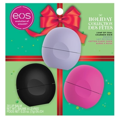 EOS Holiday Lip Balm Sphere Gift Set Collection, Lump Of Coal, Eggnog & Cotton Candy Lip Balm Sphere 3x21.0 g, $19.05/100g