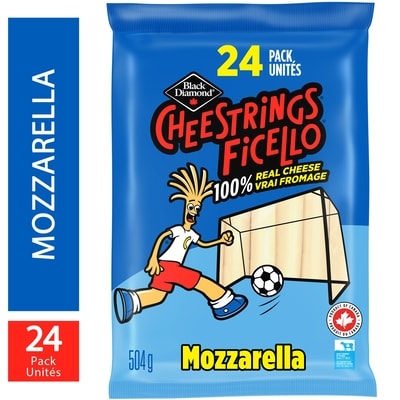 Black Diamond Mozzarella Cheestrings snacks 24-Pack 504 g, $1.98/100g