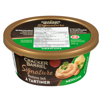 Cracker Barrel Spreadable Monterey Jack, Mexicana 200 g, $2.75/100g