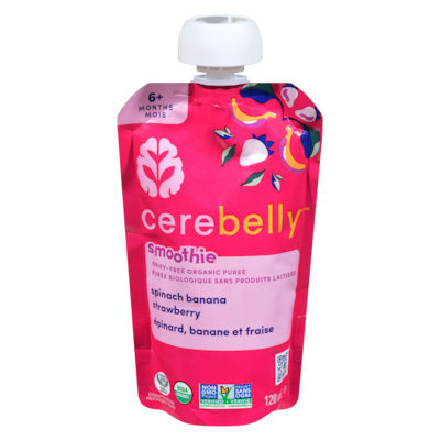 Cerebelly Smoothie épinard, banane et fraise 6+ mois 128 ml, 5,30 $/100ml