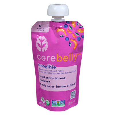 Cerebelly Smoothie patate douce, banane et bleuet 6+ mois 128 ml, 3,51 $/100ml