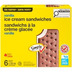 No Name Vanilla Ice Cream Sandwiches 6x120.0 ml, $0.49/100ml