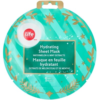 Life Masque hydratant en feuille aux extraits de melon d’eau et de menthe 1 ea, 1,50 $/1ch