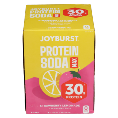 Joyburst Max Protein Soda, Strawberry Lemon Flavour 4x355.0 ml, $1.13/100ml