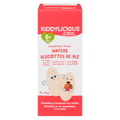 KIDDYLICIOUS Strawberry Flavoured Rice Wafers 6+ Months 4x4.0 g, $21.81/100g