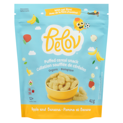 Belov Collation soufflée de céréales pomme et banane 12+ mois 42 g, 11,40 $/100g