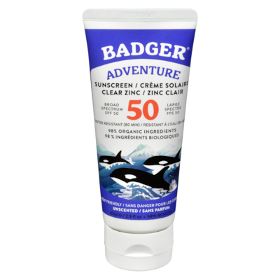 Badger Sunscreen Clear Zinc Broad Spectrum Spf 50 Unscented 87 ml, $36.77/100ml