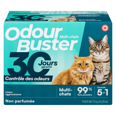 Odour Buster Litière pour multi-chats non parfumée 11 kg, 0,16 $/100g