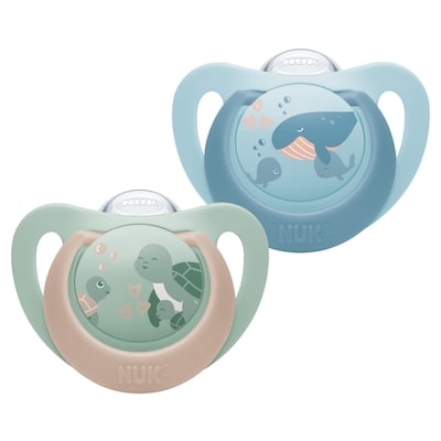Nuk First Choice Baby Pacifiers, 6-18 M, Turtle & Whale, 2PK 2 ea, $3.60/1ea