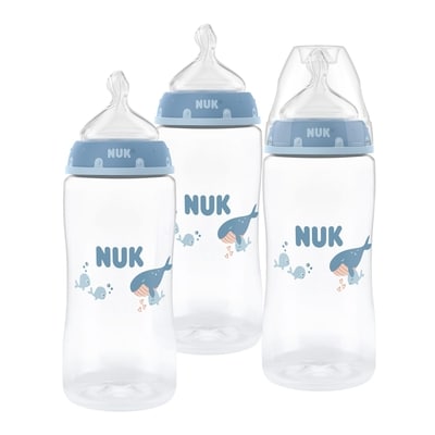 NUK Premiers biberons pour bébé , 3+ mois, 300 ml, plastique, baleine, 3 pièces 3 ea, 7,66 $/1ch