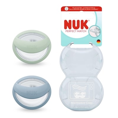 NUK Sucettes pour bébé Perfect Match, 0 à 6 mois, vert et bleu, 2 pièces 2 ea, 4,90 $/1ch