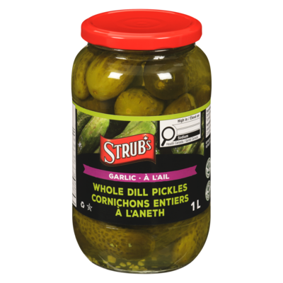 Strub’s Cornichons entiers à l'aneth à l'ail 1 l, 0,53 $/100ml