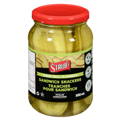 Strub’s Cornichons à l'aneth tranches pour sandwich 500 ml, 1,20 $/100ml