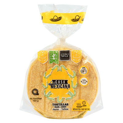  Tortillas maïs jaune 750 g, 0,64 $/100g