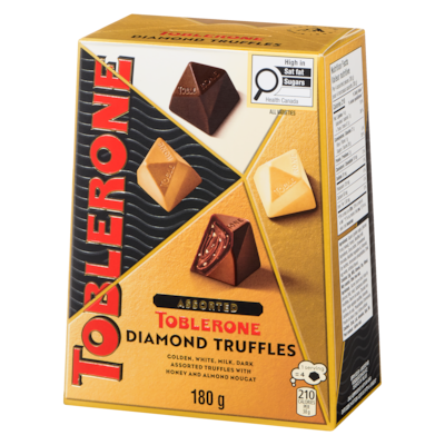 Golden, White, Milk, Dark Assorted Truffles With Honey And Almond Nougat Diamond Truffles