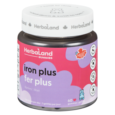 Herbaland Naturals Inc. Gummies Iron Plus Blueberry 60 ea, $0.33/1ea