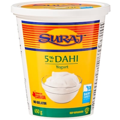 Suraj Yogourt dahi 5 % M.G. 650 g, 0,31 $/100g