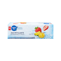 PC Menu Bleu Eau pétillante calamondin et fraise 12x355.0 ml, 0,14 $/100ml