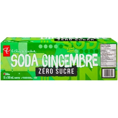 le Choix du Président Soda gingembre zéro sucre, lot de 12 canettes 12x355.0 ml, 0,16 $/100ml
