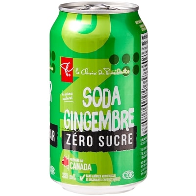 Soda gingembre zéro sucre, lot de 12 canettes