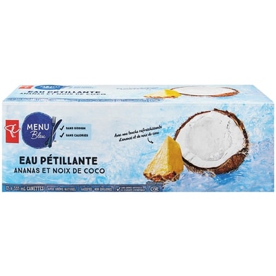 PC Menu Bleu Eau pétillante, ananas noix de coco 12x355.0 ml, 0,13 $/100ml