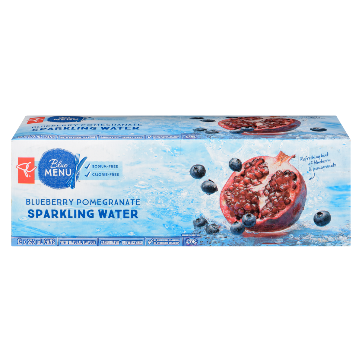 PC Blue Menu Sparkling Water Blueberry Pomegranate