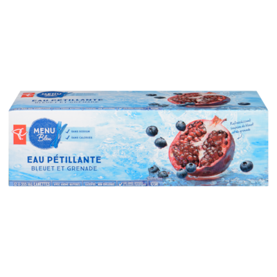 PC Menu Bleu Eau pétillante bleuet et grenade 355 ml, 0,16 $/100ml