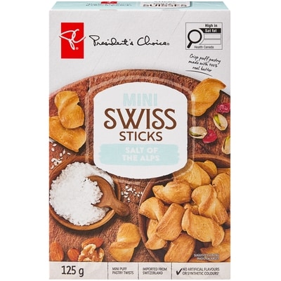President's Choice Salt of the Alps Mini Swiss Sticks 125 g, $2.55/100g