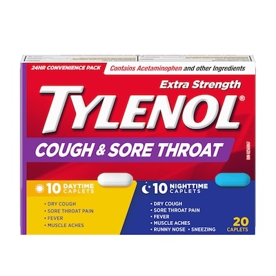 Tylenol Extra Strength Cough & Sore Throat Day & Night Caplets 20 ea, $0.72/1ea