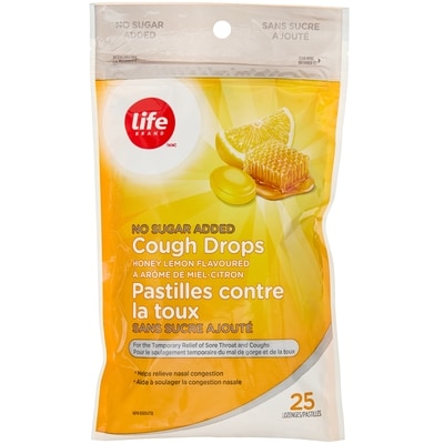 Life Brand Honey Lemon Flavoured Cough Drops 25 Lozenges 25 ea, $0.06/1ea