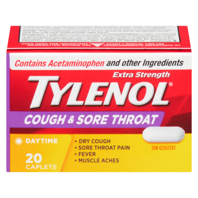 Tylenol Cough & Sore Throat Extra Strength Daytime 20 ea, $0.72/1ea
