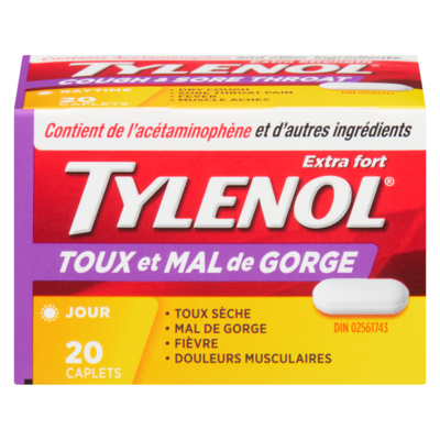 Tylenol Toux et mal de gorge extra fort jour 20 ea, 0,72 $/1ch