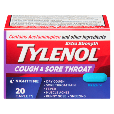 Tylenol Cough & Sore Throat Extra Strength Nighttime 20 ea, $0.72/1ea