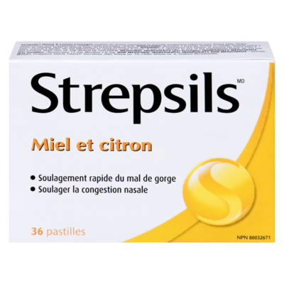 Strepsils Pastilles miel et citron 36 ea, 0,36 $/1ch