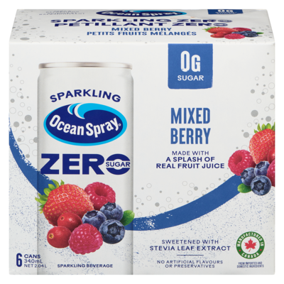 Ocean Spray Sparkling Beverage Mixed Berry Zero Sugar 6x340.0 ml, $0.42/100ml