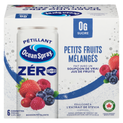 Ocean Spray Boisson pétillante petit fruits mélangés zéro sucre 6x340.0 ml, 0,32 $/100ml