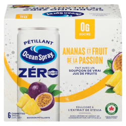 Ocean Spray Boisson pétillante ananas et fruit de la passion zéro sucre 6x340.0 ml, 0,32 $/100ml
